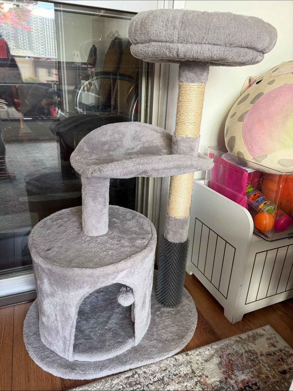 Amazon Gray Plush Multi-Level Cat Tree with Sisal Scratching Post